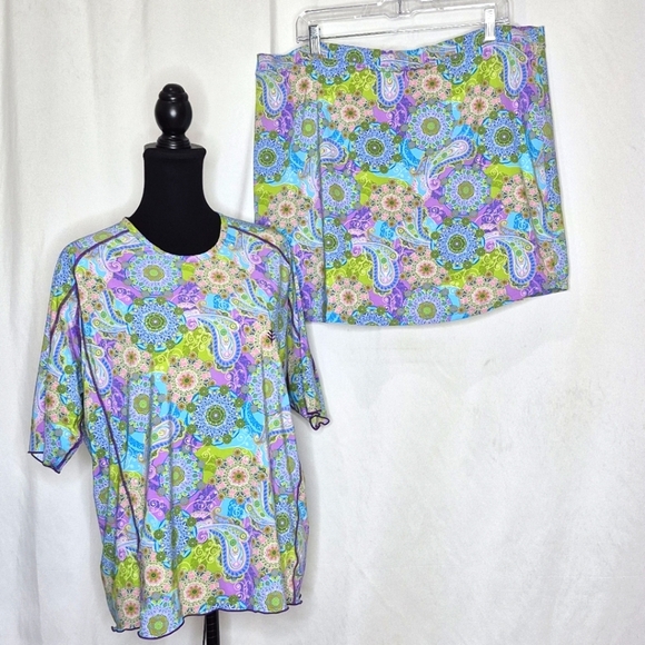 Coolibar 2 pc Paisley Top Skort Set UPF 50+ Sun Protection - Size XXL  ** Flawed - Picture 1 of 15